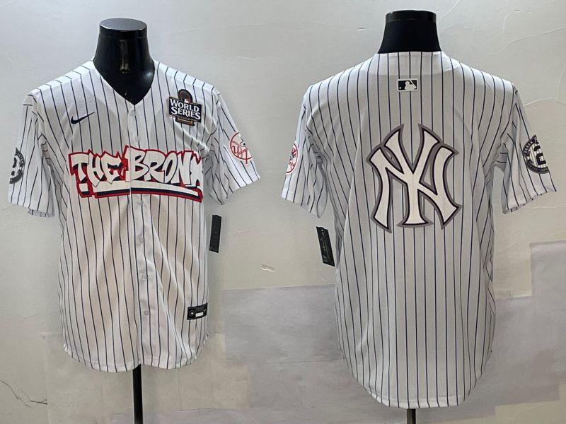 Men New York Yankees Blank White Stripe four generations Joint Name 2025 Nike MLB Jersey style 8->los angeles dodgers->MLB Jersey